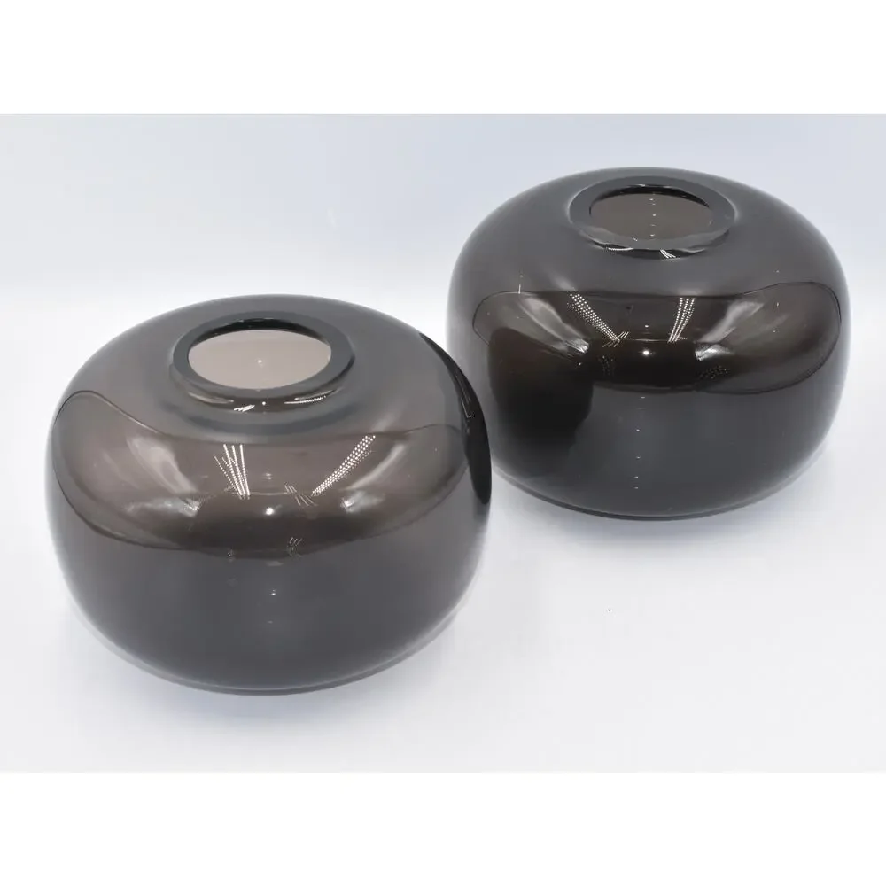 Villeroy & Boch Vintage 1970s, Minimalist Round Art Glass Orb Vase 2pc Set